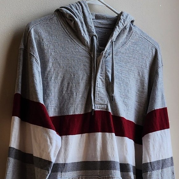 American Eagle Outfitters Striped Hooded Pullover Sweatshirt Size Large - Picture 2 of 13